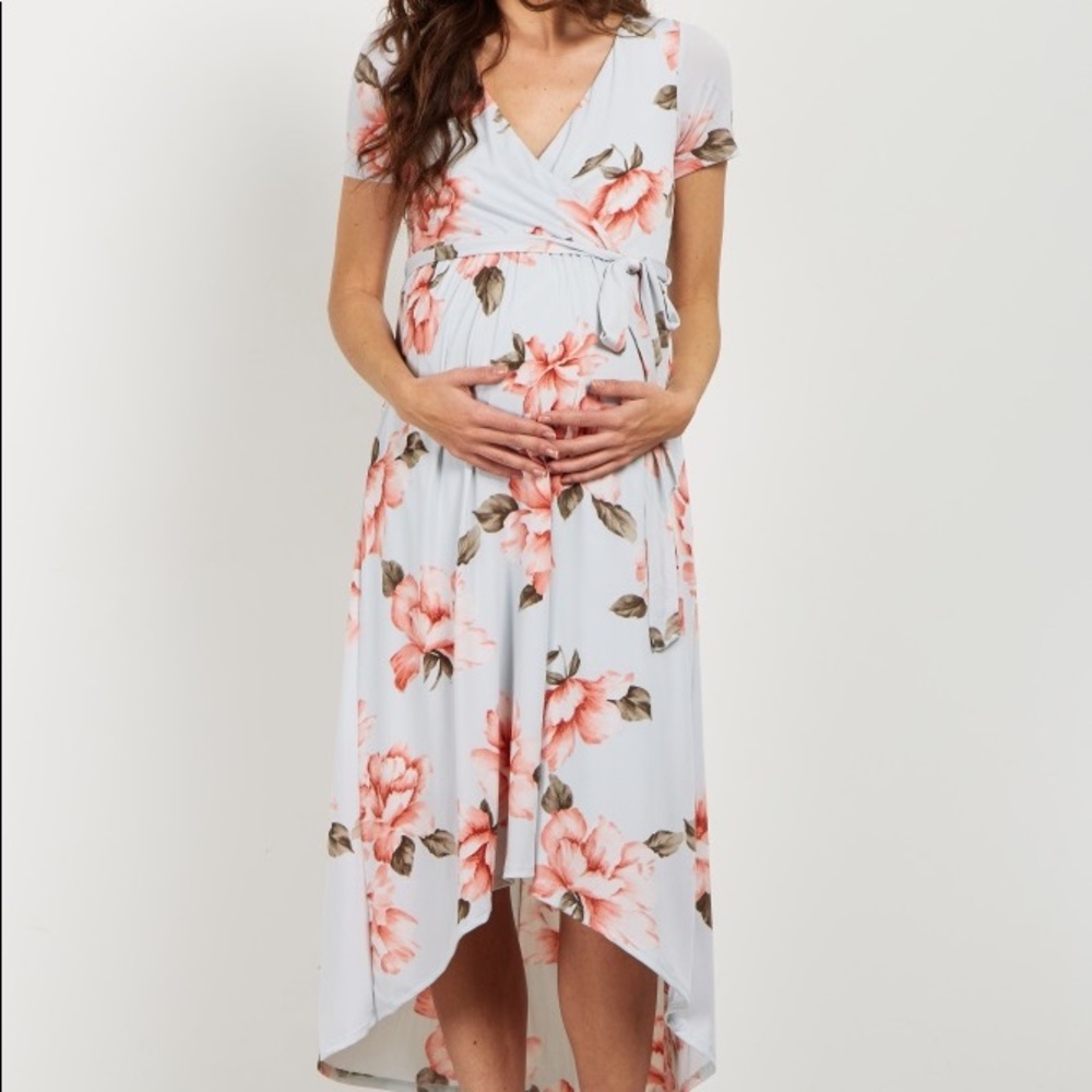 Pink Blush Hi-Low Maternity Dress